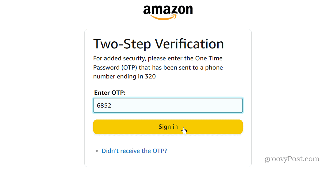 engångslösenord OTP Amazon