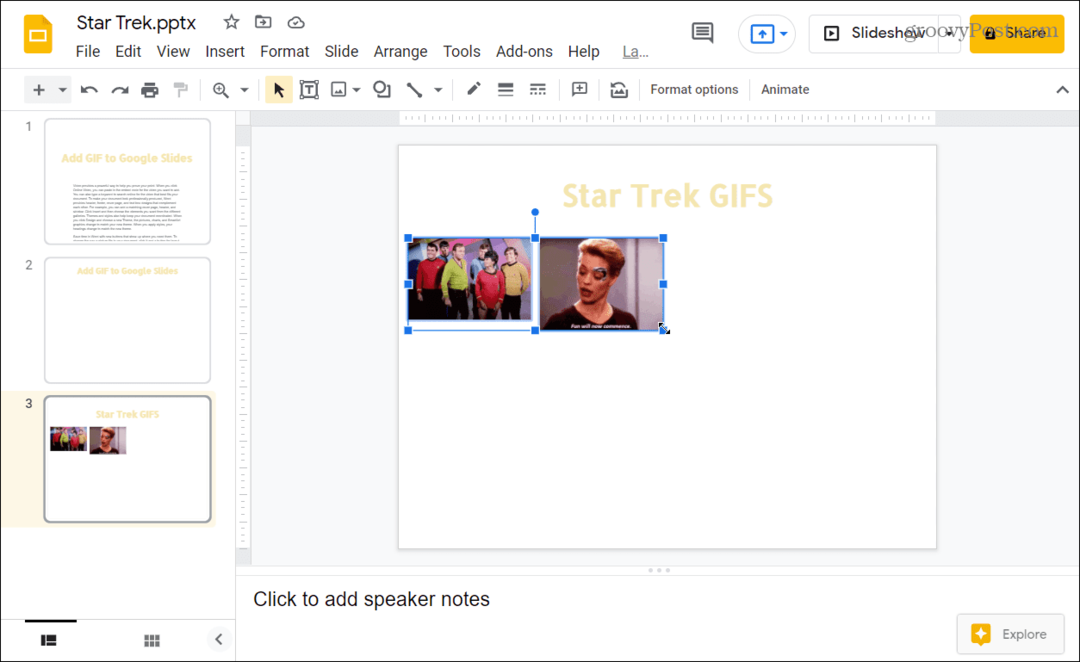 GIFS infogas i Google Slides-presentation