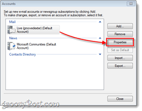 Windows Live Mail-kontoegenskaper
