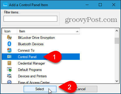 Lägg till en kontrollpanels objektdialogruta i Win + X Menu Editor