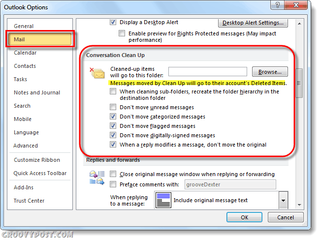 Hur du rensar upp Outlook 2010-mappar och konversationer