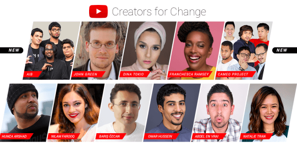 YouTube introducerar nya Creators for Change-ambassadörer och resurser.