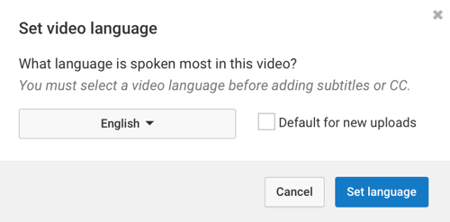 Välj det språk som talas oftast i din YouTube-video.