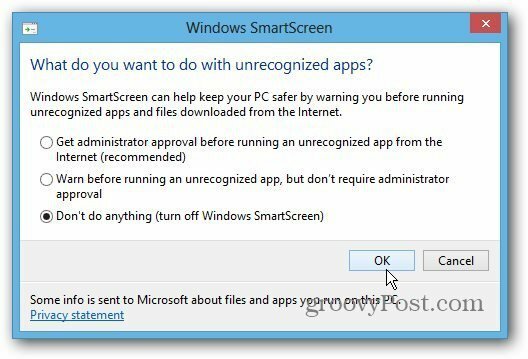 SmartScreen-inställning