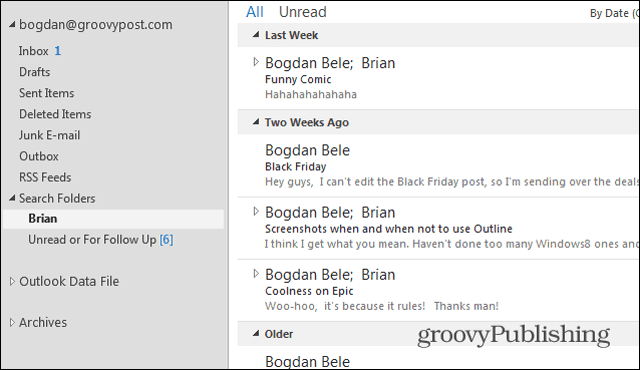 Outlook 2013 sökmappar Brian