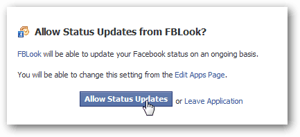 Tillåt FBLook-statusuppdateringar