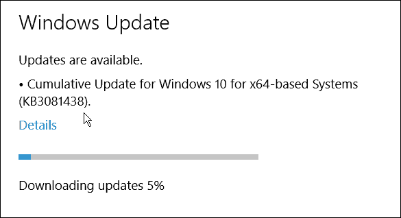 Microsofts tredje kumulativa uppdatering för Windows 10 (KB3081438)