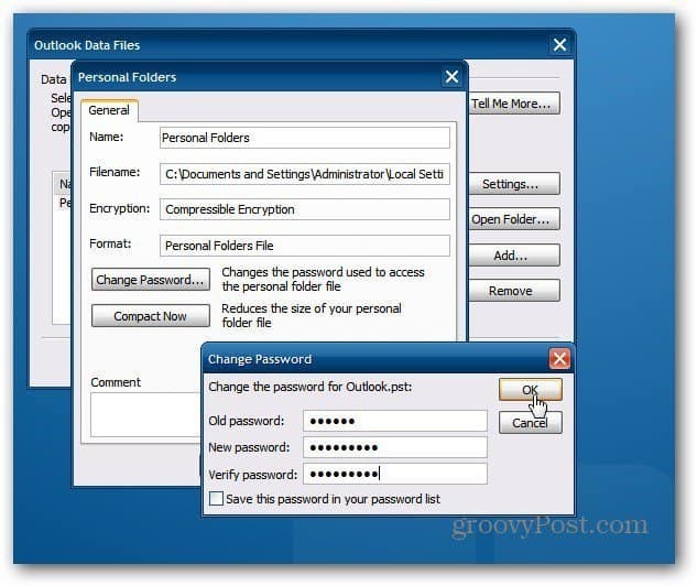 Hur man lösenordsskyddar en Outlook-PST-fil