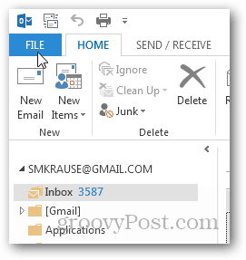 hur man skapar pst-fil för Outlook 2013 - klicka på fil