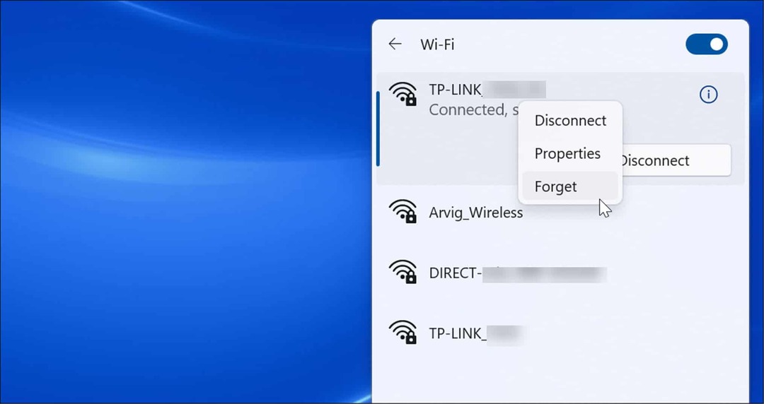 glöm wi-fi-nätverk på windows 11