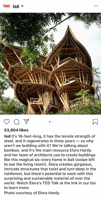 exempel på bildtext på Instagram med hjälp av berättarteknik