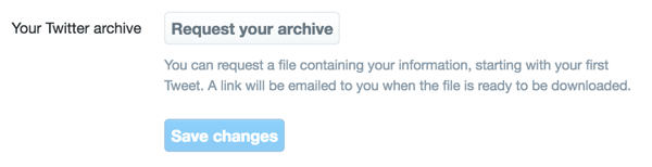 Klicka på Begär ditt arkiv.