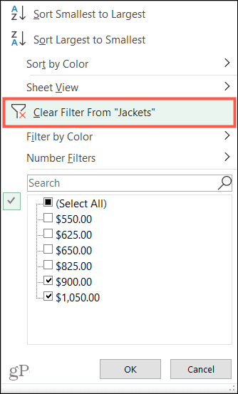 Rensa filter i Excel