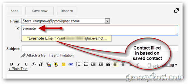 Hur man använder e-post för att skicka information till din Evernote-anteckningsbok