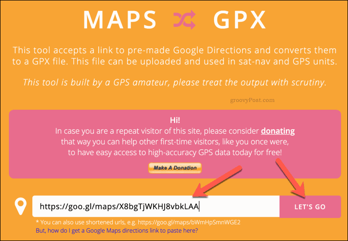 Skapa en GPX-fil med MapstoGPX