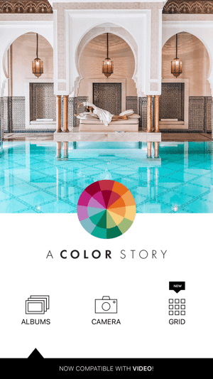 Skapa en A Color Story Instagram-berättelse steg 1 som visar uppladdningsalternativ.