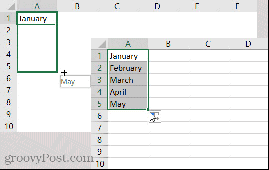 Excel AutoFill-månader