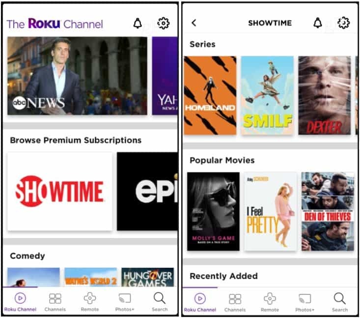 Premiumkanaler Roku Channel App iOS
