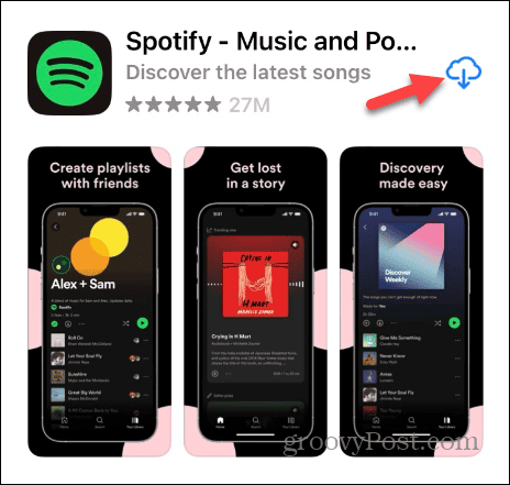 installera om Spotify iPhone