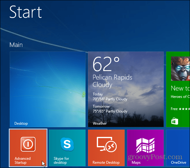 Gå till Windows 8.1 Advanced Startup på det enkla sättet