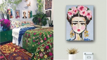 Dekorativa förslag i enlighet med stilen "Frida Kahlo"