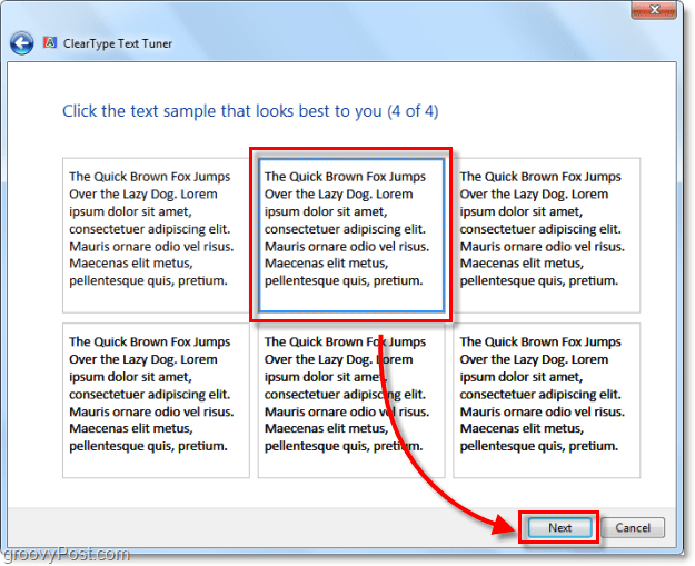 steg 4 för att kalibrera clearType i Windows 7