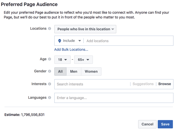 Definiera en önskad publik för att hjälpa Facebook att förstå vem du vill nå med dina inlägg.