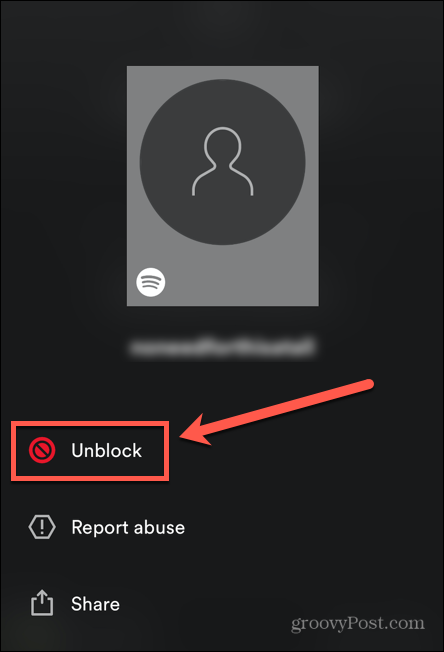 avblockera följare på spotify mobil