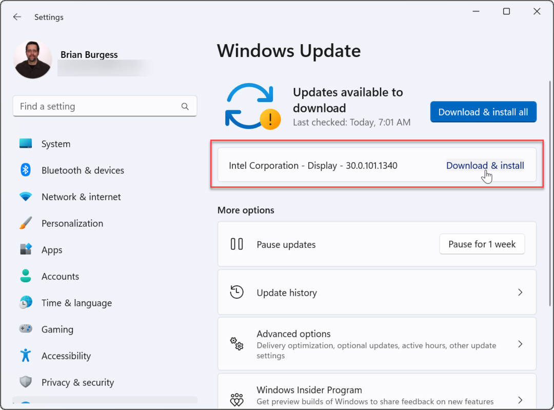 Windows Update-drivrutin