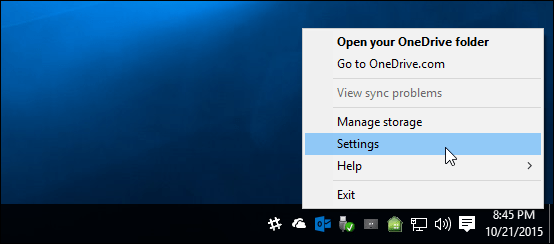 OneDrive-inställningar Windows 10