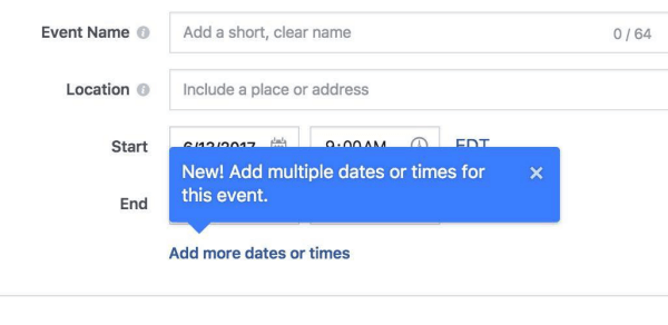 Facebook tillåter nu arrangörer att lägga till flera gånger och datum till Facebook-evenemang.