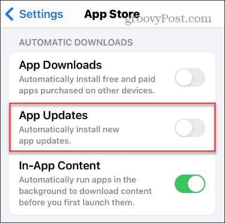 inaktivera automatiska OS- och appuppdateringar