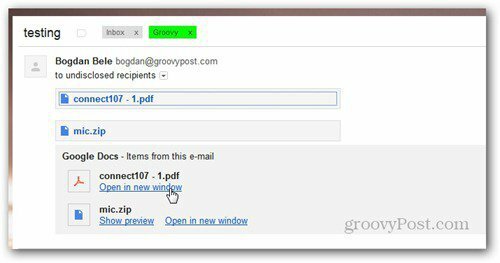skicka med mottagen e-post från Google Drive