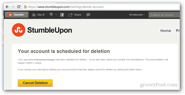 stumbleupon-konto planerat för radering