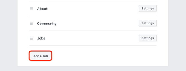 steg 2 för hur du lägger till flik på Facebook-sidan