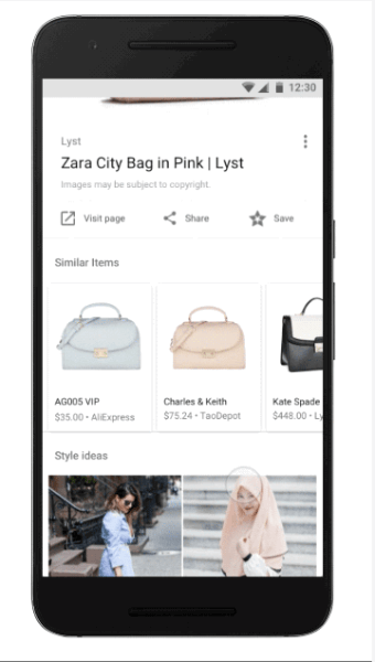 Google introducerade två nya funktioner, stilidéer och liknande artiklar, till Google-appen för Android och mobilwebben för modebildsökning.