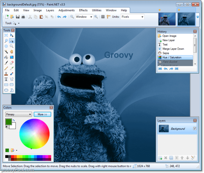 förvandla ecookie-monster ännu mer blått med lite av Paint. NETs nya funktioner från 3,5-uppdateringen