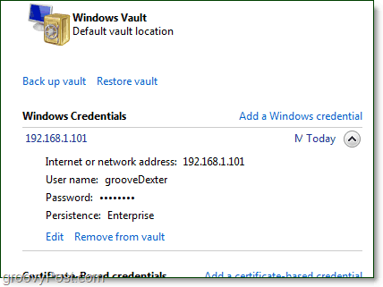 en lagrad referens kan redigeras från Windows 7-valvet