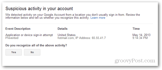 gmail misstänkt aktivitet i ditt konto