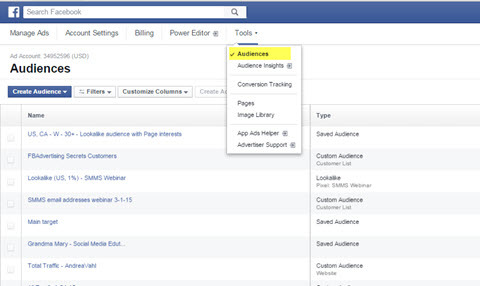 facebook ads manager publikfunktion