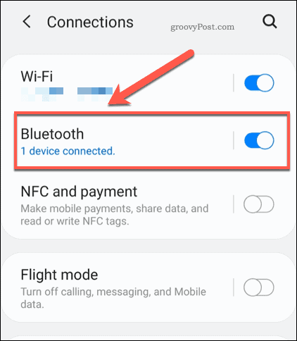 Android Bluetooth-inställningsmeny