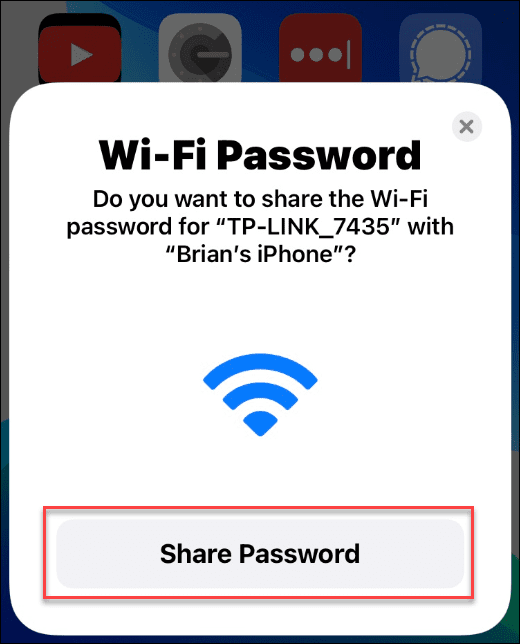 Dela ett Wi-Fi-lösenord på iPhone