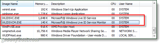 Windows-tjänster wlidsvc.exe wlidsvcm.exe