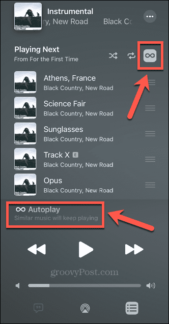 apple music autoplay-ikonen på