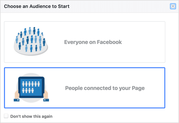 Välj personer som är anslutna till din sida i Facebook Audience Insights.