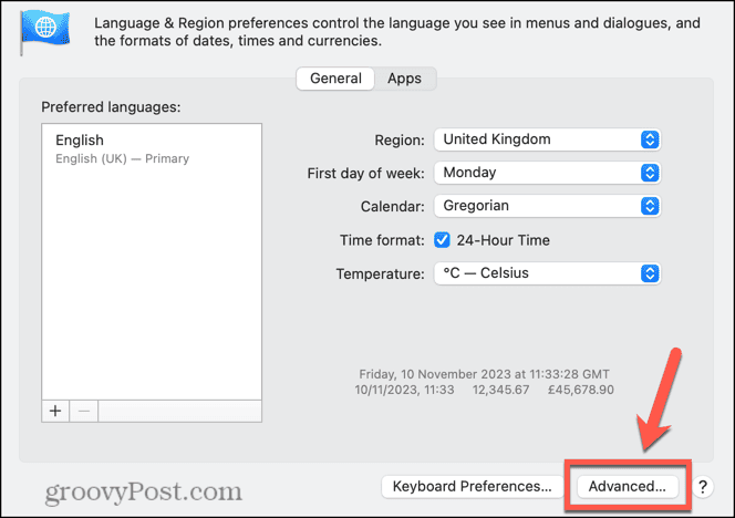 mac avancerade språk- och regioninställningar