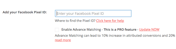 Klistra in ditt pixel-ID från Facebook i PixelYourSite-plugin.