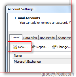 Skapa nytt postkonto i Outlook 2007