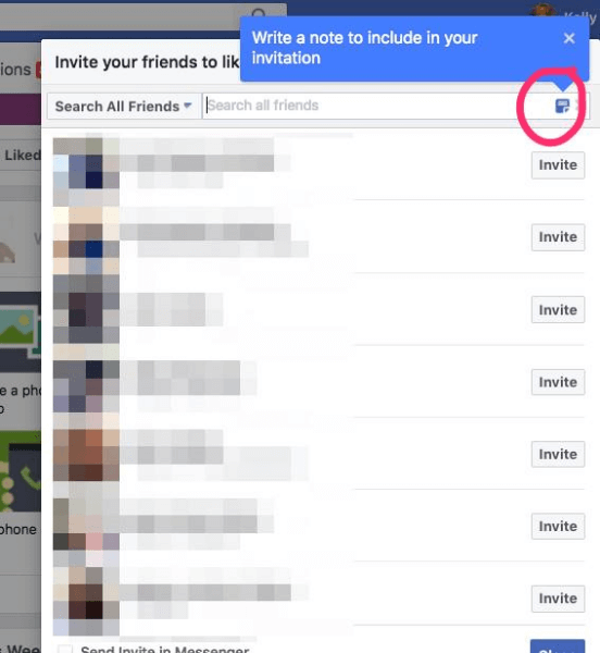 Facebook lade till möjligheten att inkludera en personlig anteckning med inbjudningar att gilla en sida.