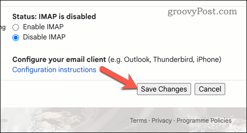 Spara Gmail-ändringar